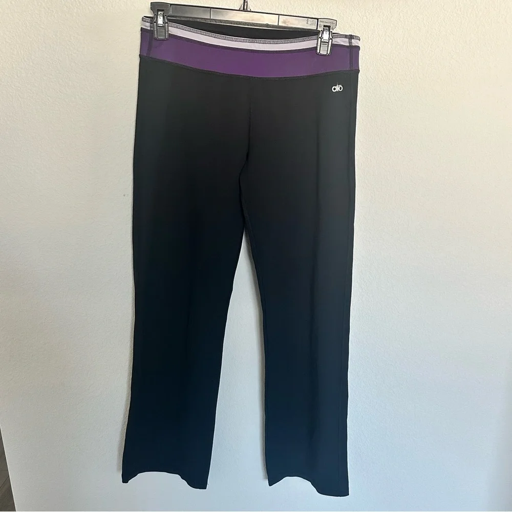 Alo Yoga Pants Leggings Wide Leg Small Black Purple Loose Fit CoolFit